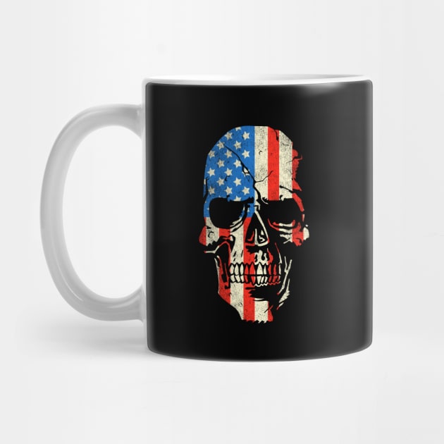 Skull Graphic - Patriotic Badass Distressed Art - US Flag by tommartinart